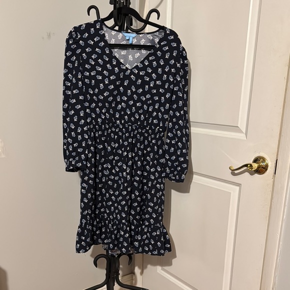 Navy Blue Floral Kids Dress - Picture 1 of 5